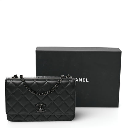 Chanel Lambskin Quilted Trendy CC Wallet On Chain WOC So Black 12 of 12