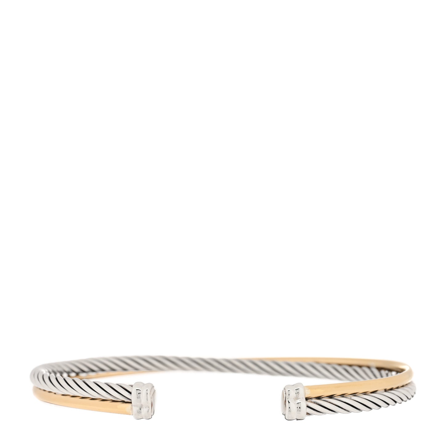 Sterling Silver 18K Yellow Gold 3mm Crossover Cuff Bracelet