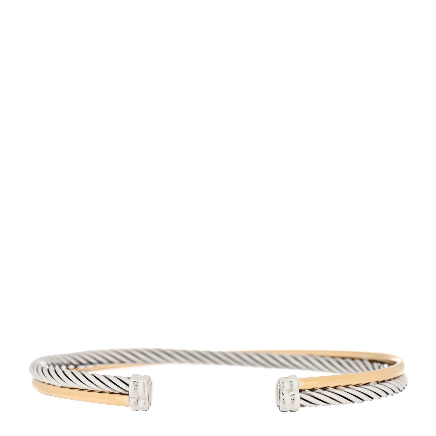 David Yurman Sterling Silver 18K Yellow Gold 3mm Crossover Cuff Bracelet 2 of 3
