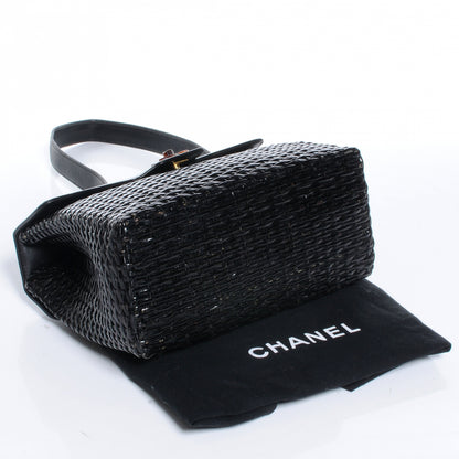 Chanel Straw Bag Tortoise CC Lock Black 4 of 7