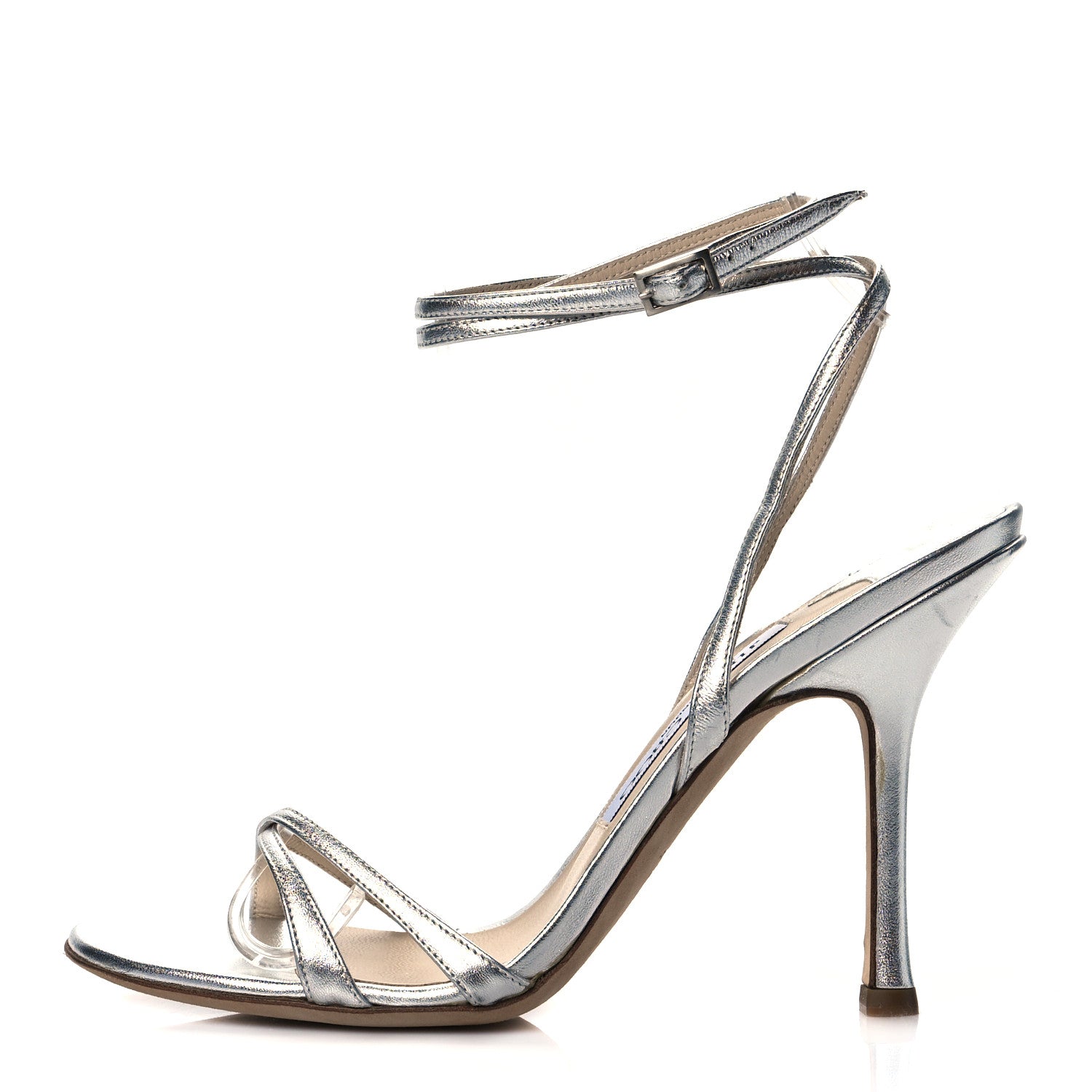 Jimmy Choo Metallic Calfskin Juliet 85 Sandals 37.5 Silver 1 of 11