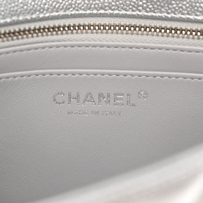 Chanel Metallic Caviar Quilted Medium CC Slide Flap Silver 6 of 10