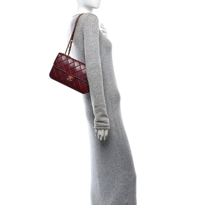 Chanel Calfskin Embossed Medium Flap Red 2 of 15