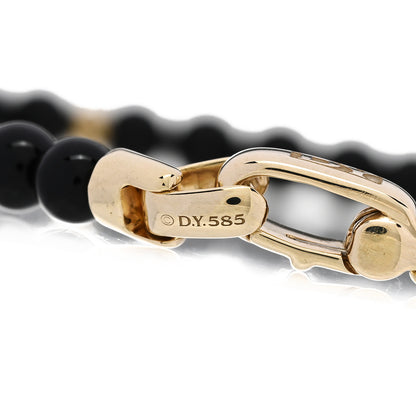 David Yurman 18K Yellow Gold Black Onyx 4mm Bijoux Spiritual Beads Bracelet 3 of 4