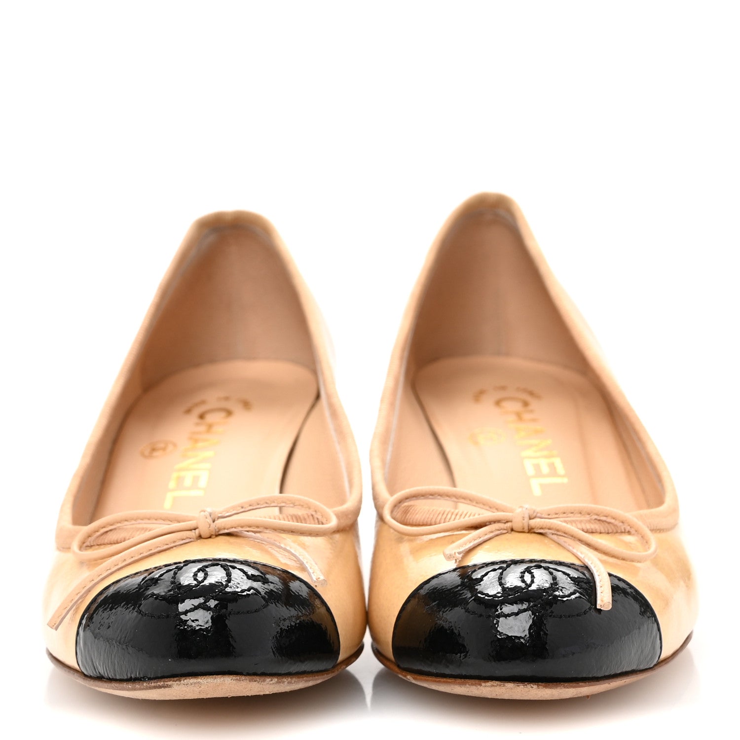 Chanel Patent CC Cap Toe Pumps 35 Beige Black 3 of 11