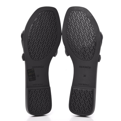 Hermes Rubber Aloha Sandals 36 Black 5 of 8