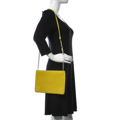 Christian Louboutin Calfskin Studded Loubiposh Chain Clutch Sun 2 of 9