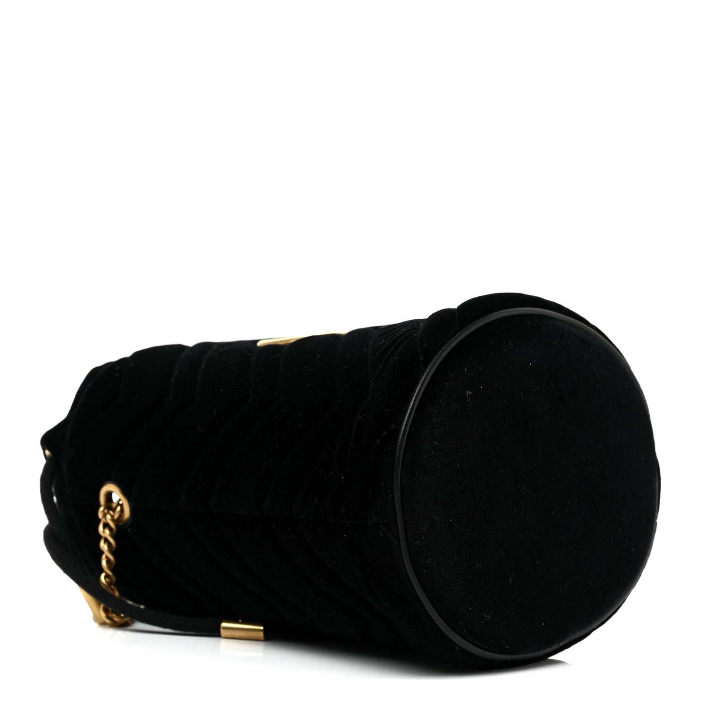 Velvet Matelasse Mini GG Marmont 2.0 Bucket Bag Black