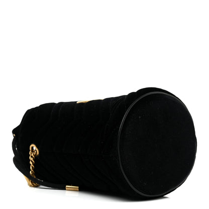 Gucci Velvet Matelasse Mini GG Marmont 2.0 Bucket Bag Black 4 of 10