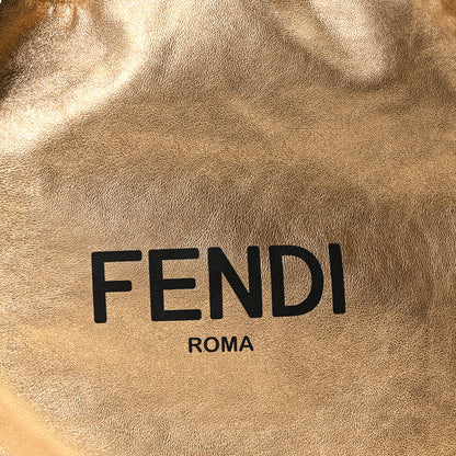 Fendi Laminated Calfskin Medium Drawstring Pouch Bag Oro Black 8 of 10