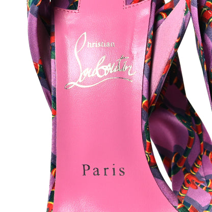 Christian Louboutin Crepe Satin Naja Chain Sandale Du Desert 100 Ankle Wrap Sandals 36.5 Gummy 7 of 9