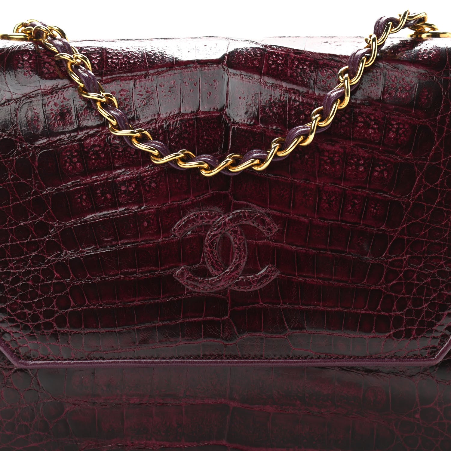 Chanel Alligator Envelope Flap Burgundy 9 of 12