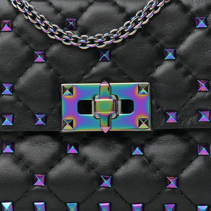 Valentino Garavani Lambskin Oil Slick Small Rockstud Spike Shoulder Bag Black 13 of 13