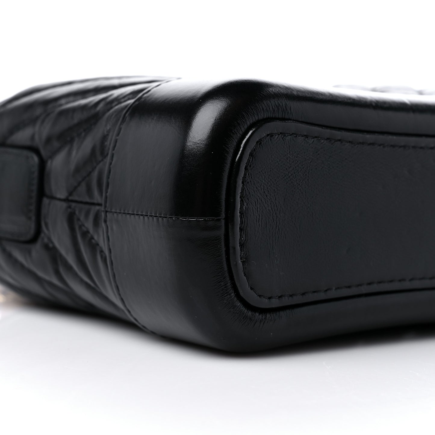 Aged Calfskin Chevron Quilted Small Gabrielle Hobo Black