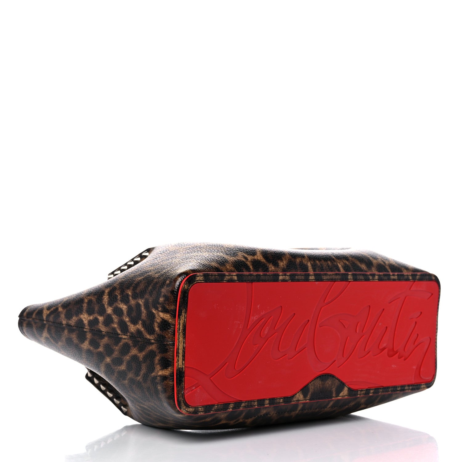 Christian Louboutin Calfskin Empire Leopard Print Spiked Large Cabarock Shopper Tote Brown 4 of 17