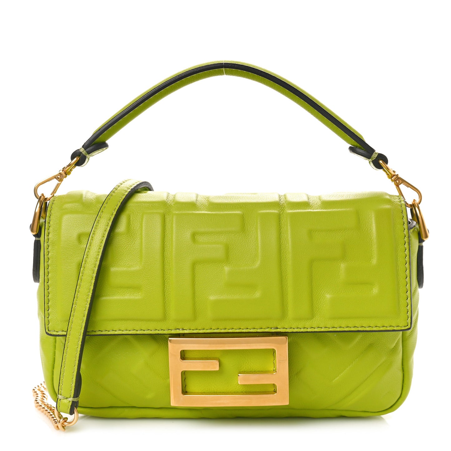 Nappa FF 1974 Embossed Mini Baguette Wasabi