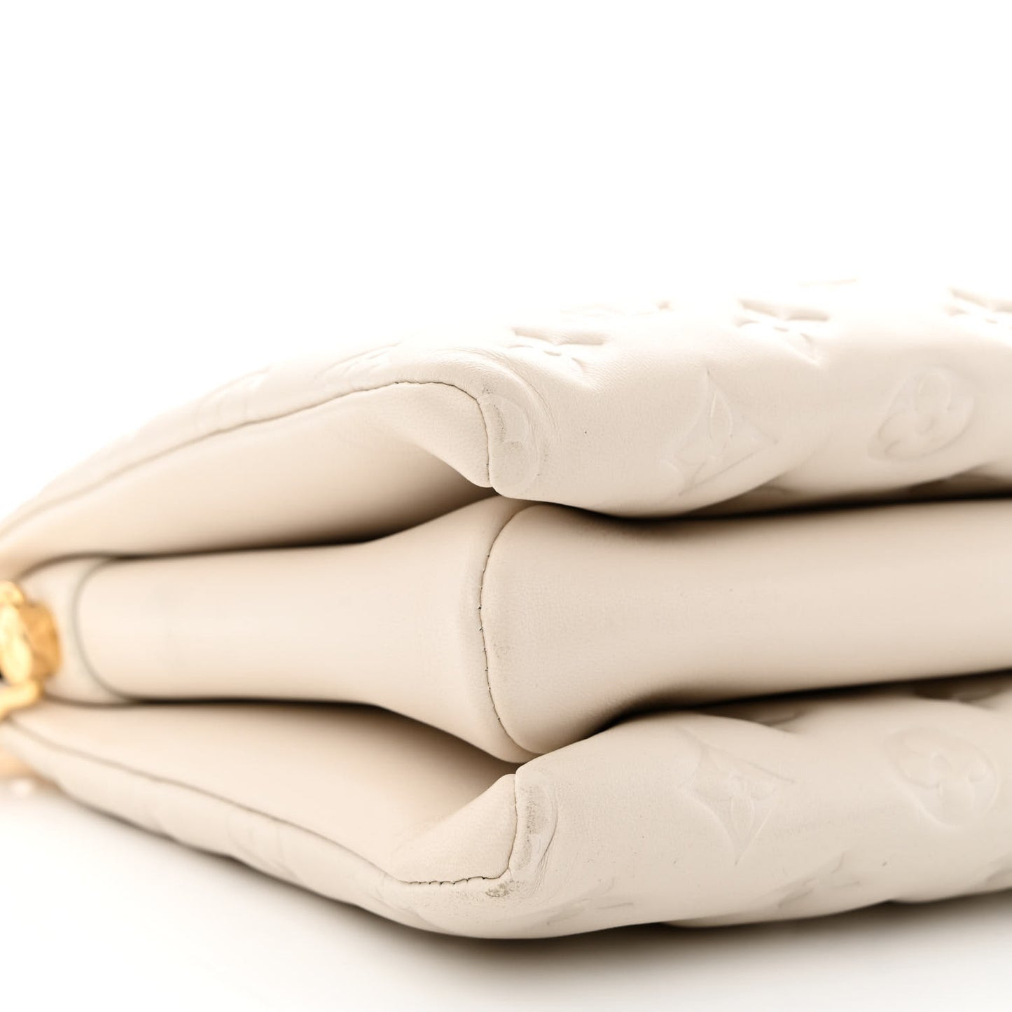 Lambskin Embossed Monogram Coussin PM Cream