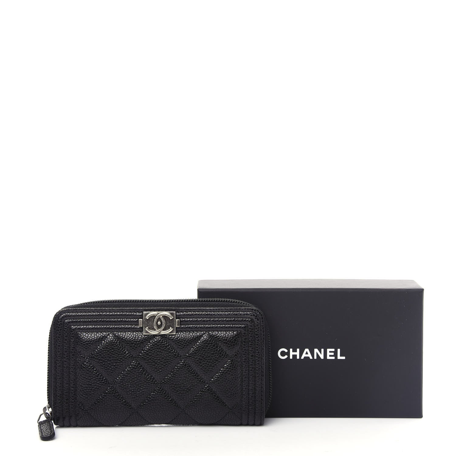 Chanel Caviar Quilted Small Boy Zip Around Wallet Black 9 of 9