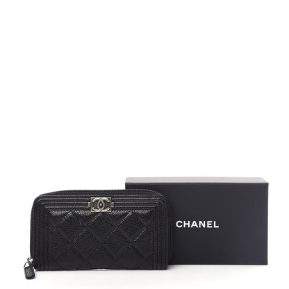 Chanel Caviar Quilted Small Boy Zip Around Wallet Black 9 of 9