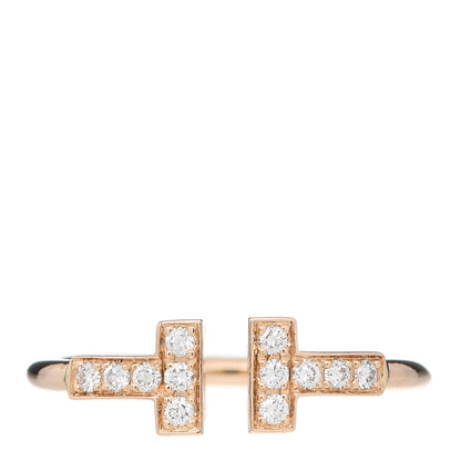 Tiffany 18K Rose Gold Diamond T Wire Ring 54 7 1 of 4