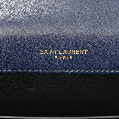 Saint Laurent Lambskin Matelasse Monogram Medium Vicky Chain Bag Blue 6 of 12
