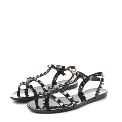Valentino Garavani PVC Jelly Rockstud Caged Sandals 39 Black 3 of 8