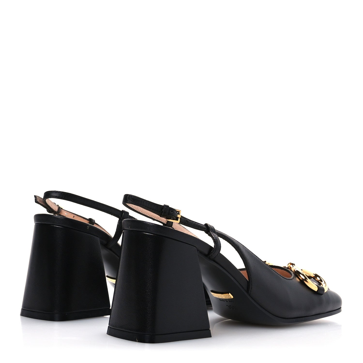 Gucci Malaga Kid Horsebit 75mm Slingback Pumps 35.5 Black 5 of 9