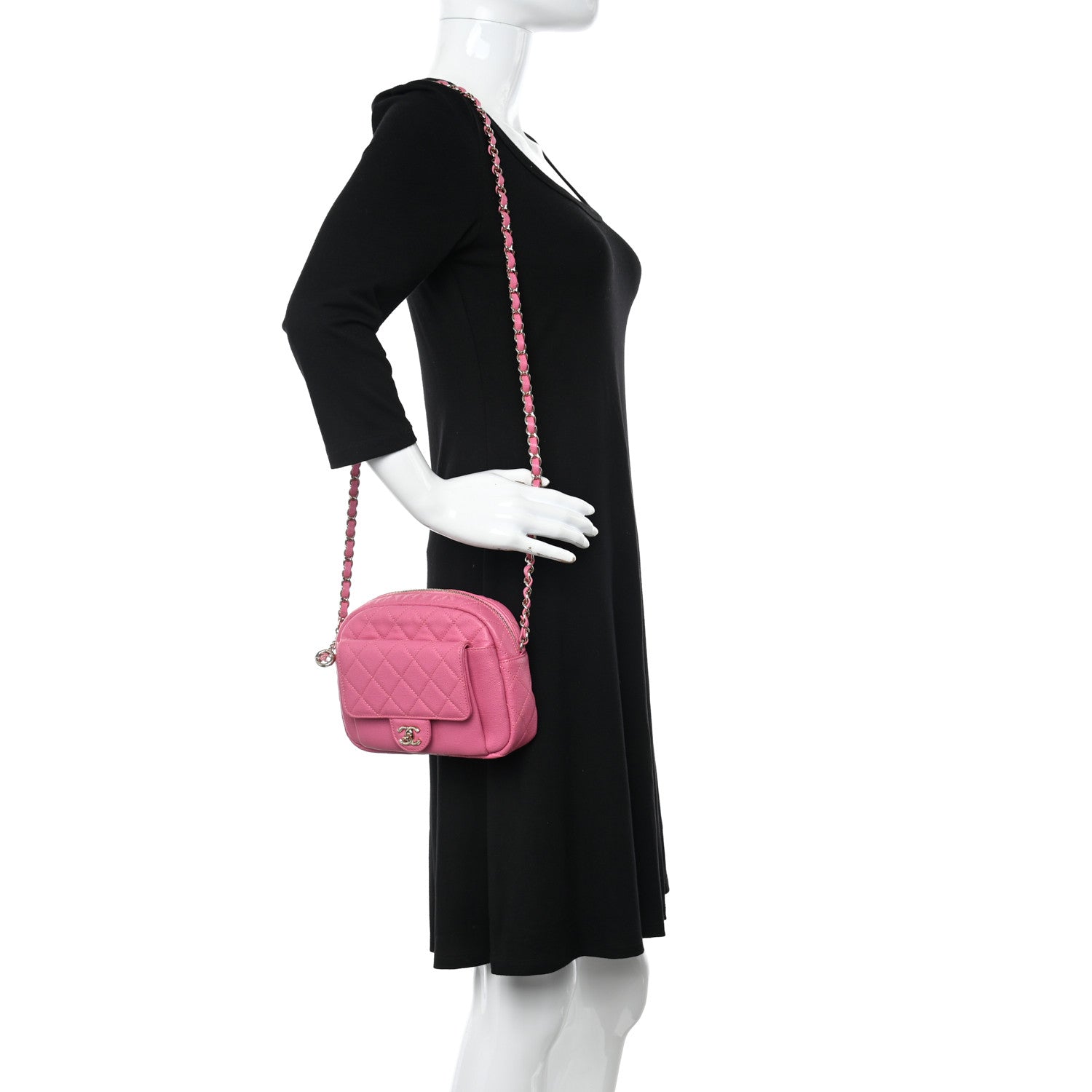 Chanel Caviar Quilted CC Day Camera Case Pink 2 of 10