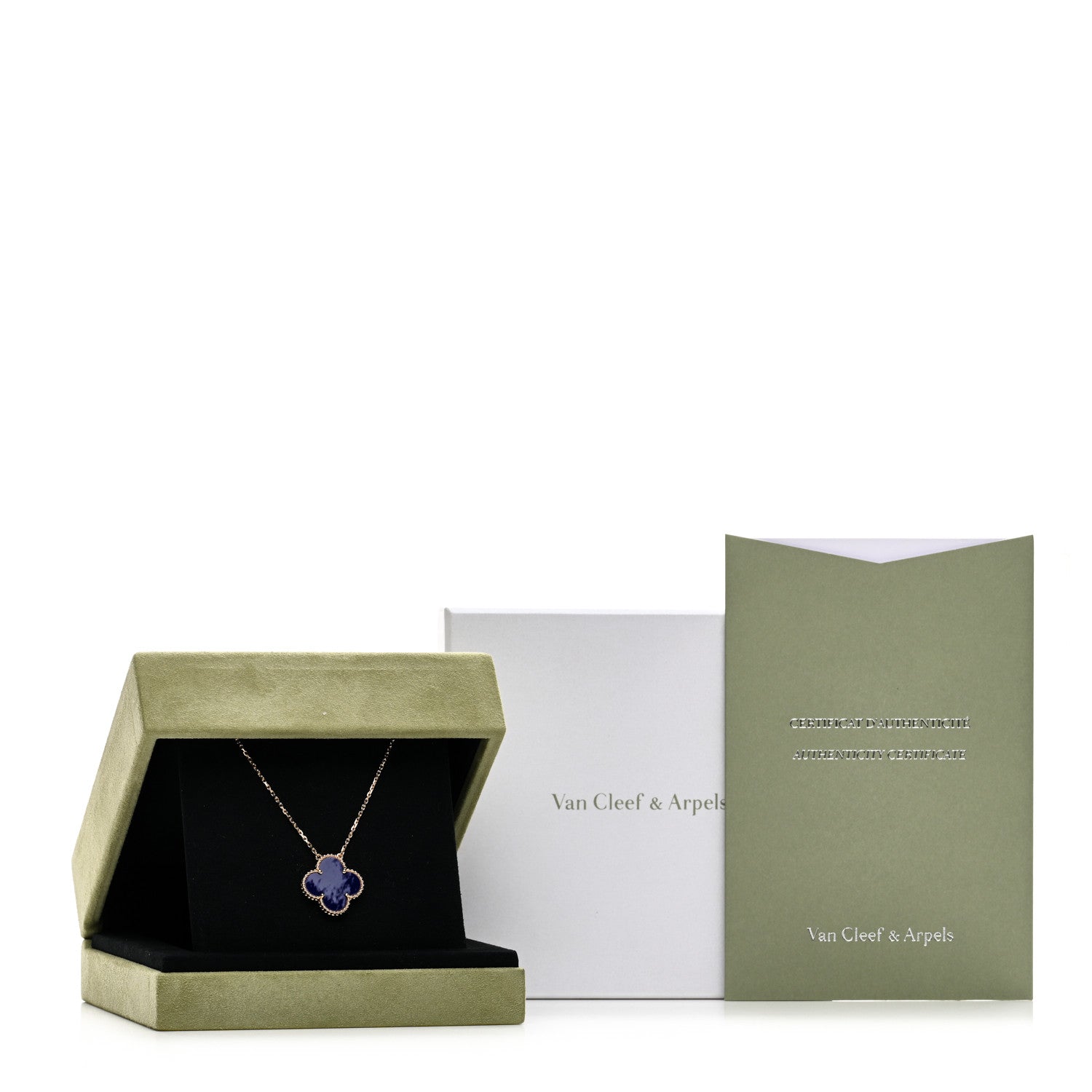 Van Cleef & Arpels 18K Yellow Gold Blue Sevres Porcelain Magic Alhambra Vendome Necklace 6 of 6