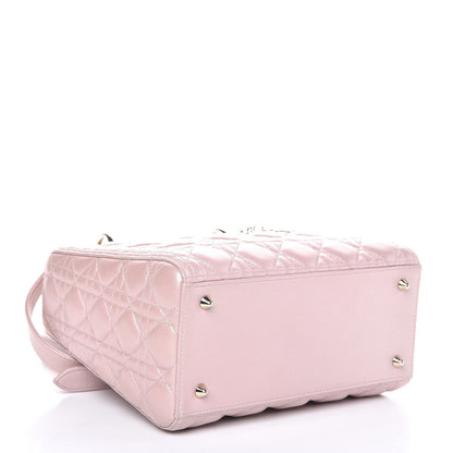 Christian Dior Pearly Lambskin Cannage Medium Lady Dior Lotus 4 of 7