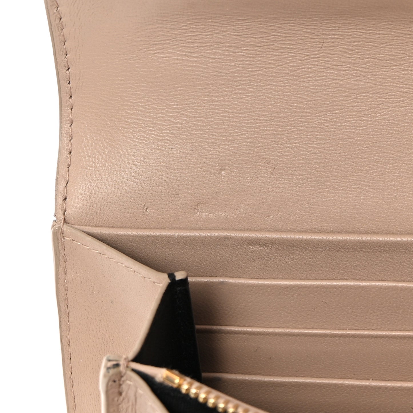 Lambskin Quilted Monogram Large Gabbie Flap Wallet Dark Beige