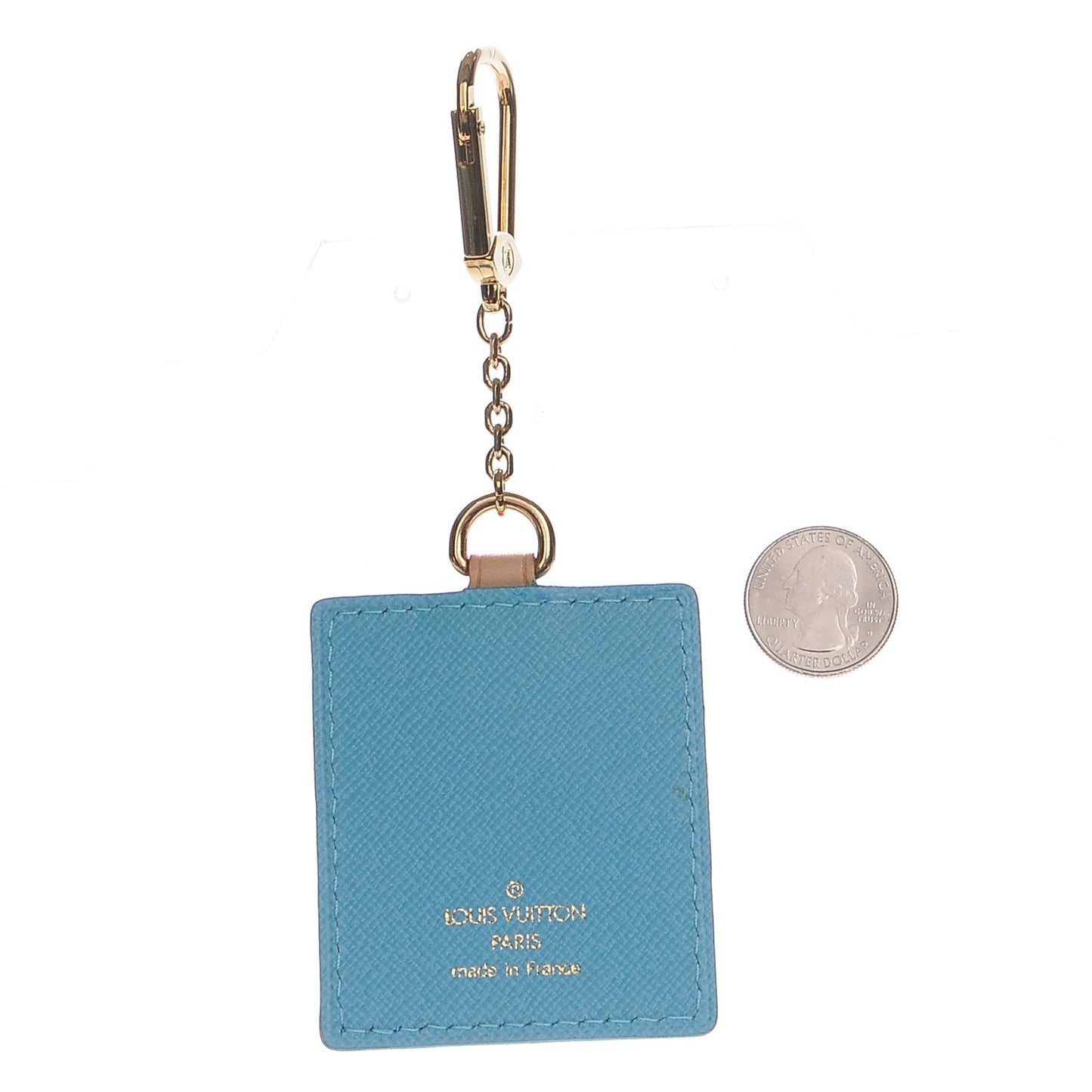 Vachetta Groom Key Ring Bag Charm Blue