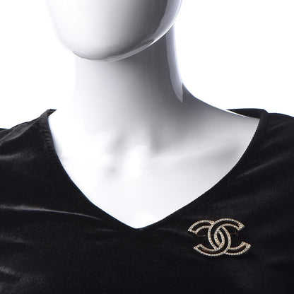 Chanel Crystal CC Brooch Gold 2 of 5
