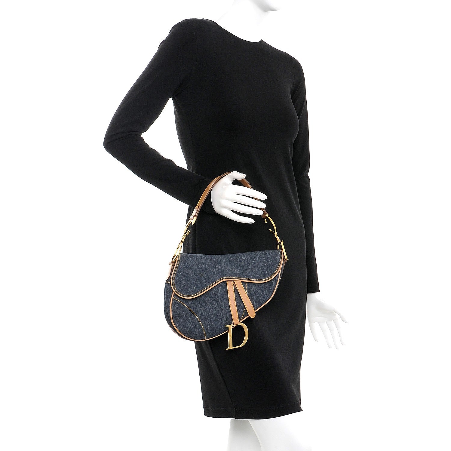 Christian Dior Denim Calfskin Saddle Bag Blue 2 of 9