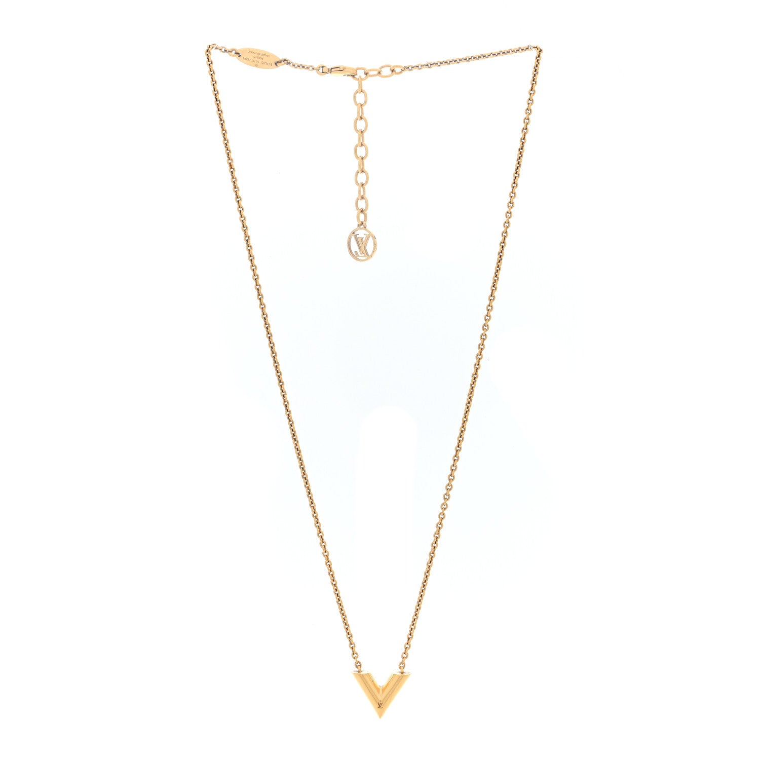 Louis Vuitton Brass Essential V Necklace Gold 3 of 4