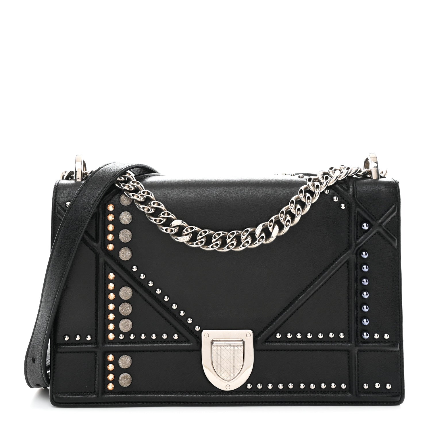 Christian Dior Lambskin Multi Studded Medium Diorama Flap Bag Black 1 of 12