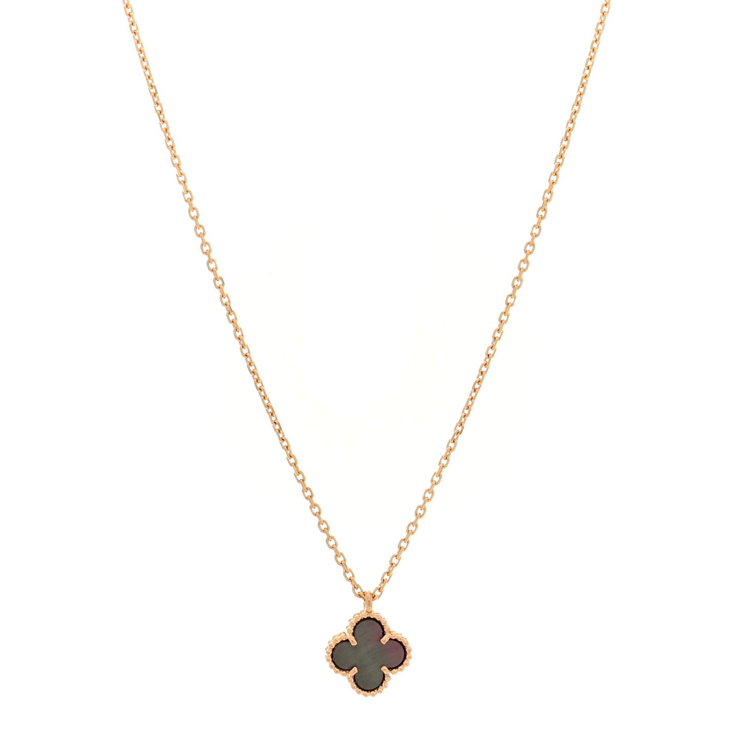 18K Rose Gold Gray Mother of Pearl Sweet Alhambra Pendant Necklace