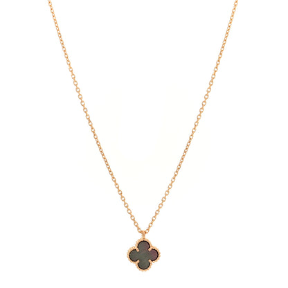 Van Cleef & Arpels 18K Rose Gold Gray Mother of Pearl Sweet Alhambra Pendant Necklace 1 of 4