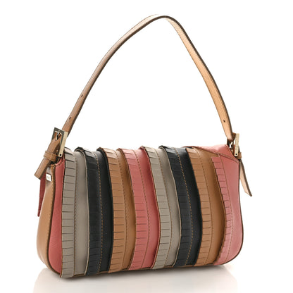 Fendi Calfskin Fringe Embellished Baguette Multicolor 3 of 8