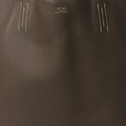 Hermes Taurillon Clemence Double Sens 36 Reversible Tote Etoupe Orange 10 of 21