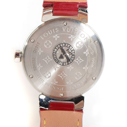 Louis Vuitton Stainless Steel Vernis Diamond 34mm Tambour Forever Quartz Watch Red 3 of 12