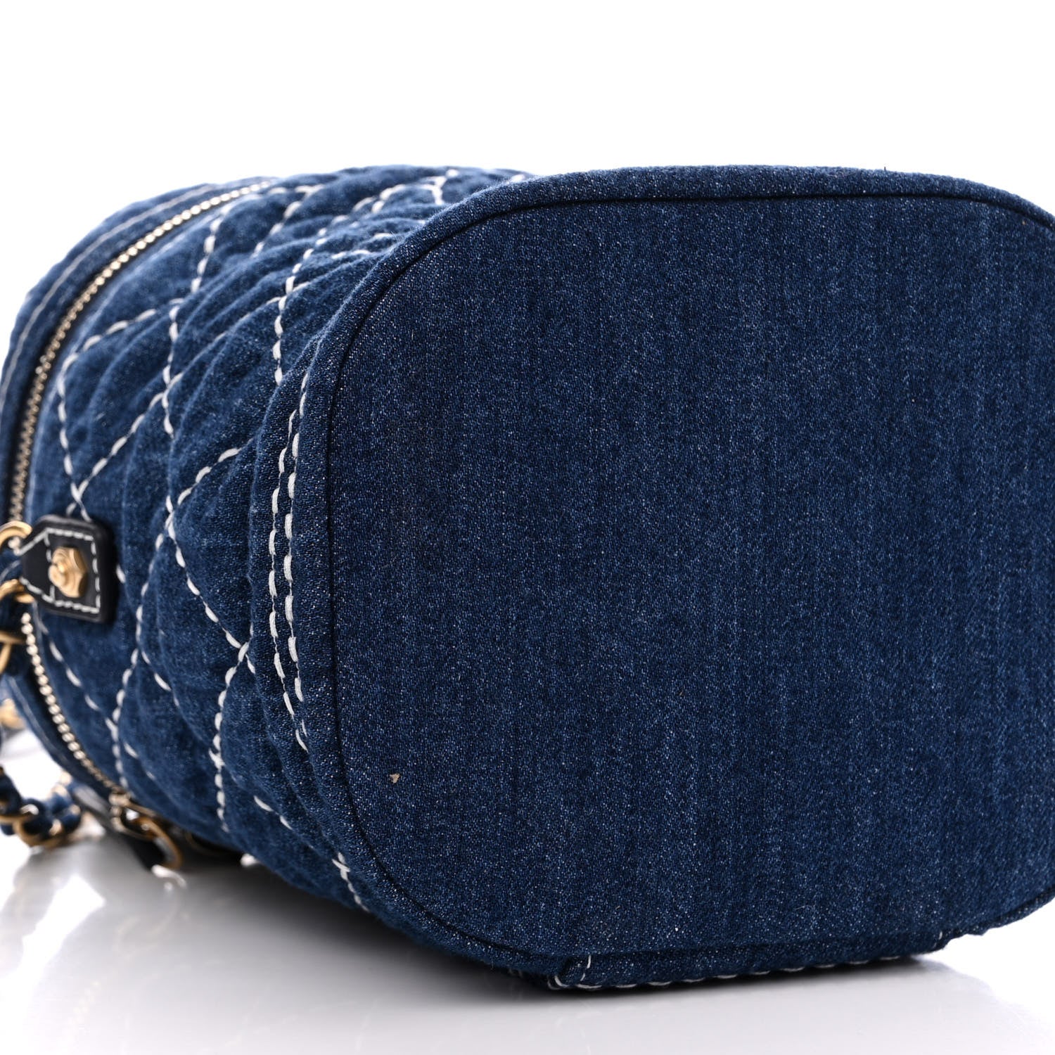Chanel Denim Quilted Denim Trip Vanity Cosmetic Case Blue 9 of 10