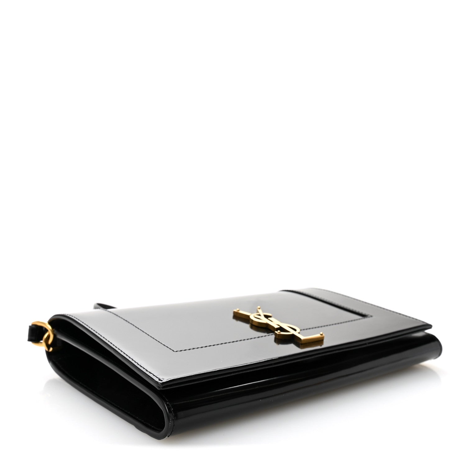 Saint Laurent Lambskin Patent Monogram Cassandre Clasp Flap Pouch Black 4 of 8