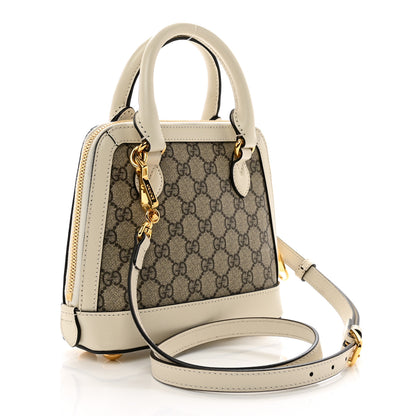 Gucci GG Supreme Monogram Azalea Calfskin Mini Horsebit 1955 Top Handle Bag Beige Ebony Mystic White 3 of 10