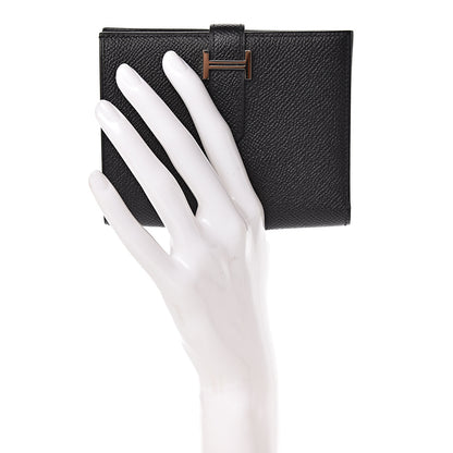 Hermes Epsom Bearn Compact Wallet Black 2 of 7