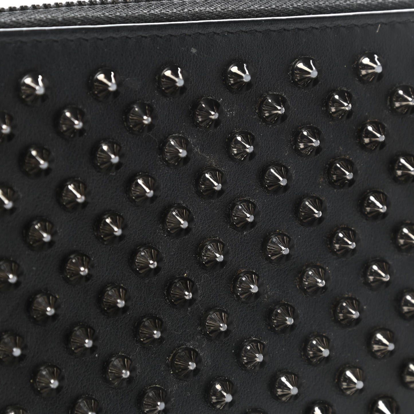 Calfskin Panettone Spiked Zip Around Wallet Black