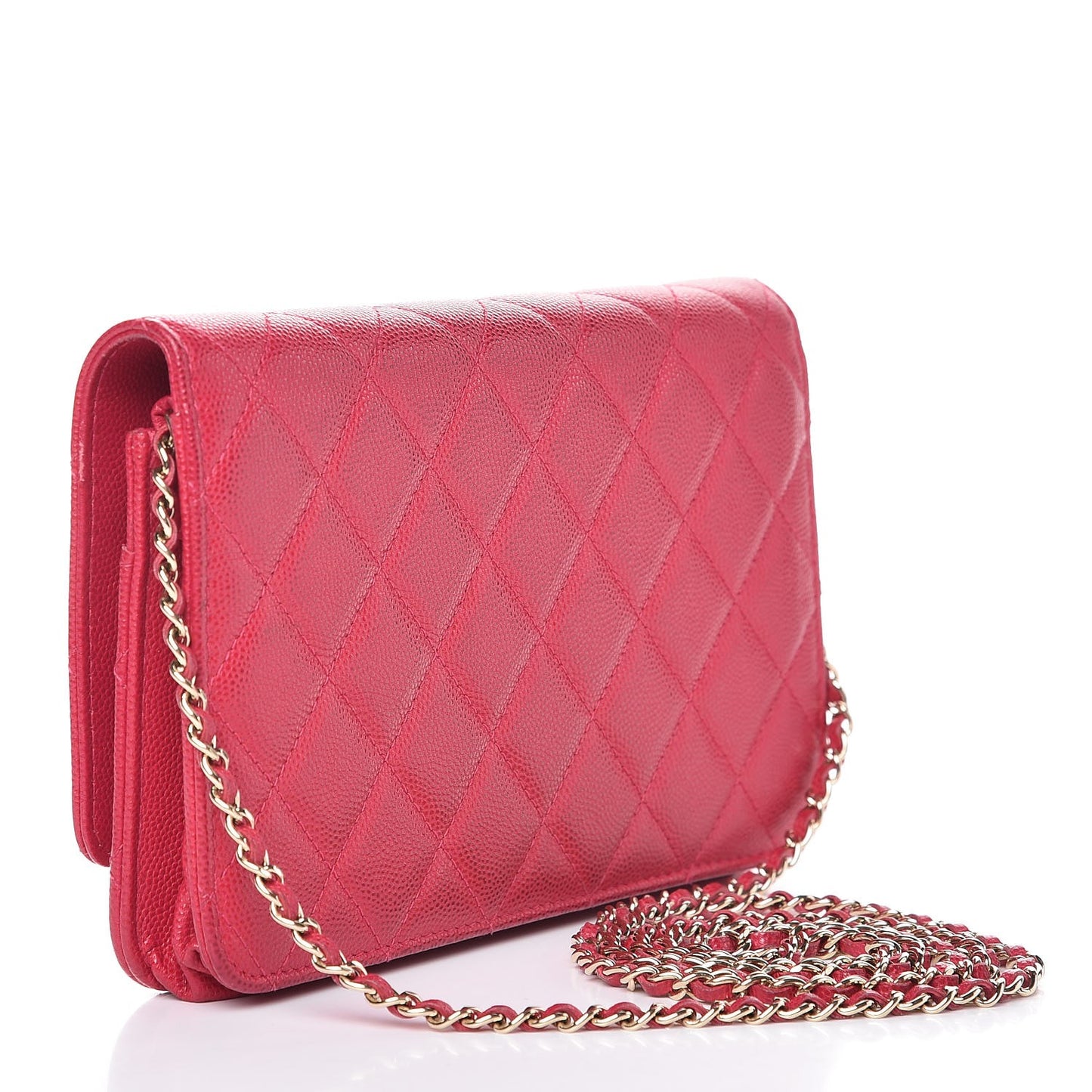Caviar Quilted Golden Class Wallet On Chain WOC Fuchsia