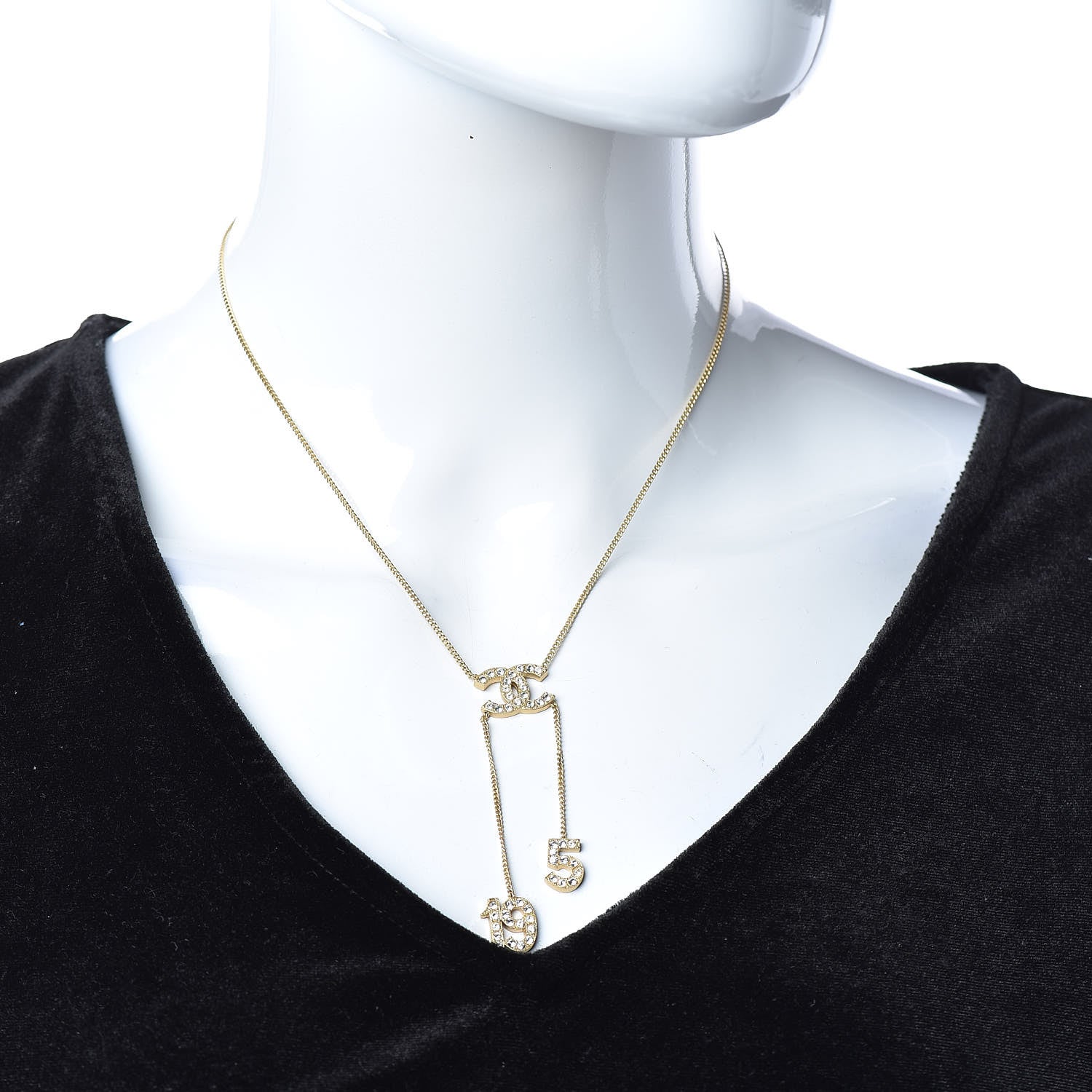 Chanel Crystal CC N°5 N°19 Necklace Gold 2 of 5