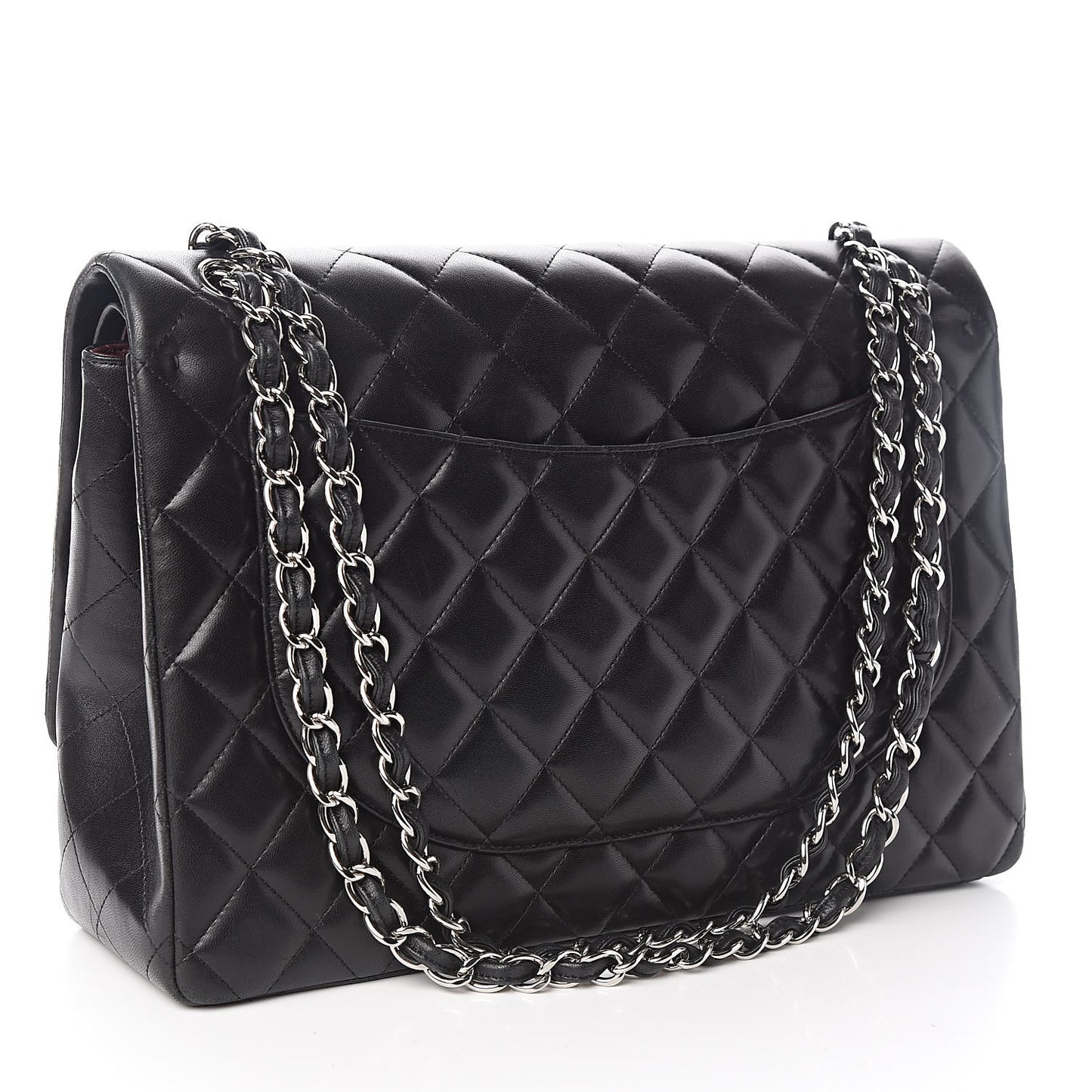 Lambskin Quilted Maxi Double Flap Black
