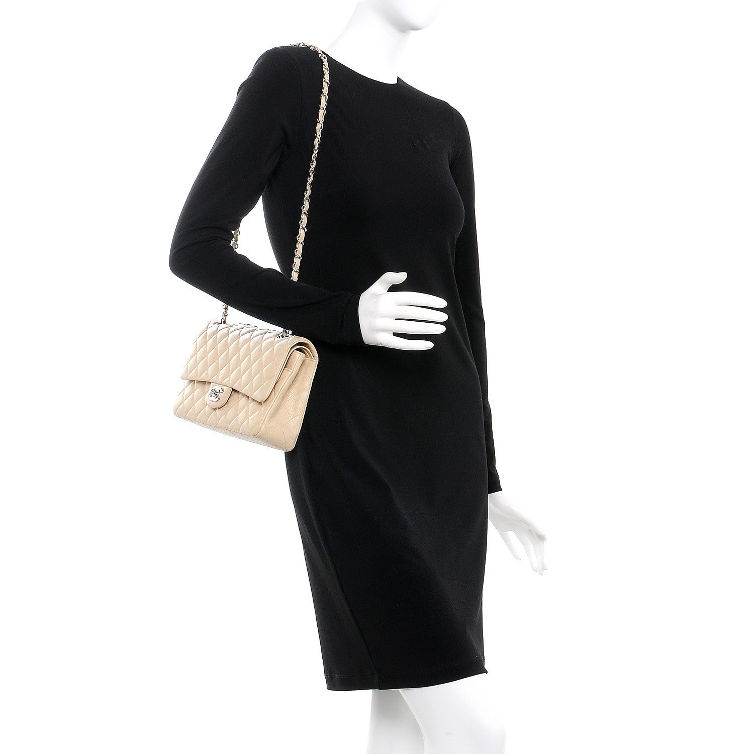 Chanel Caviar Quilted Medium Double Flap Beige Clair 2 of 10